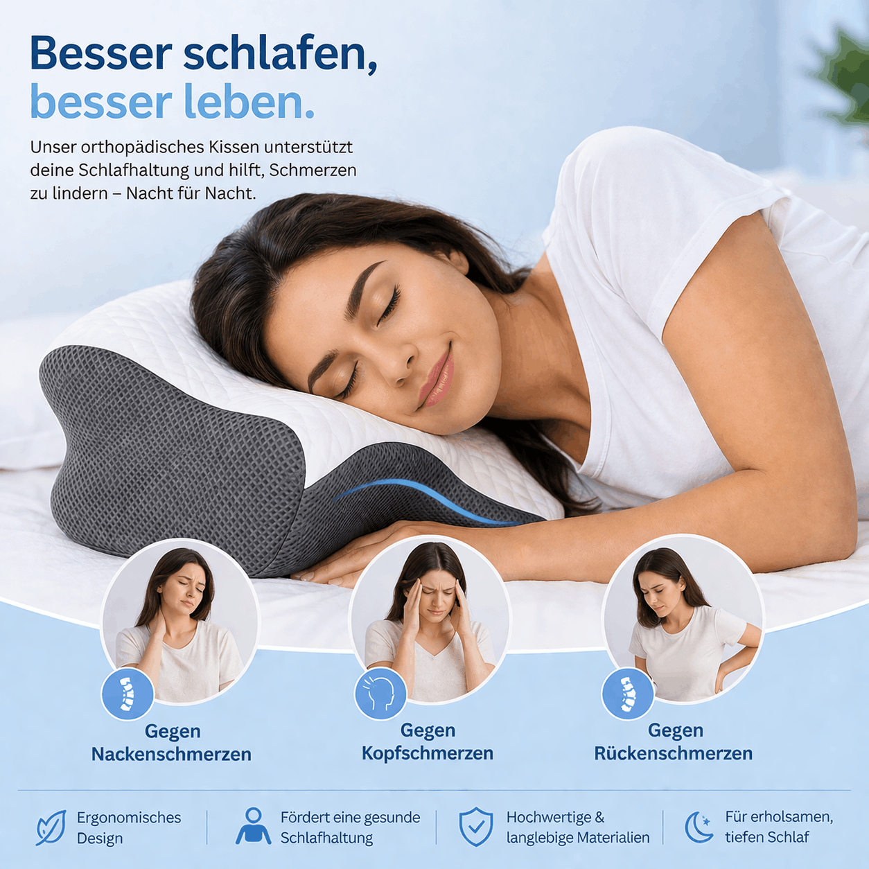 Orthopädisches Kopf- & Nackenstützkissen