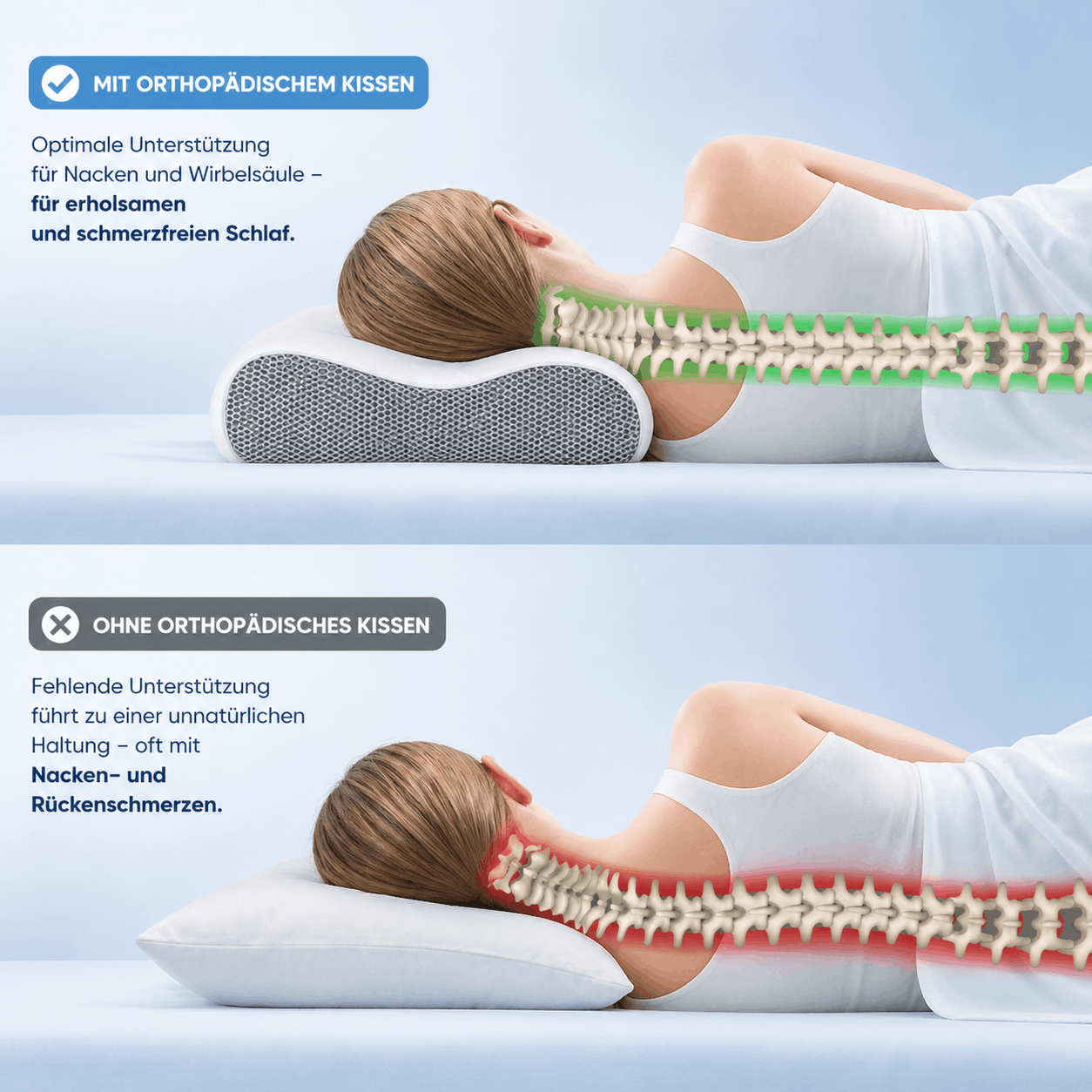 Orthopädisches Kopf- & Nackenstützkissen